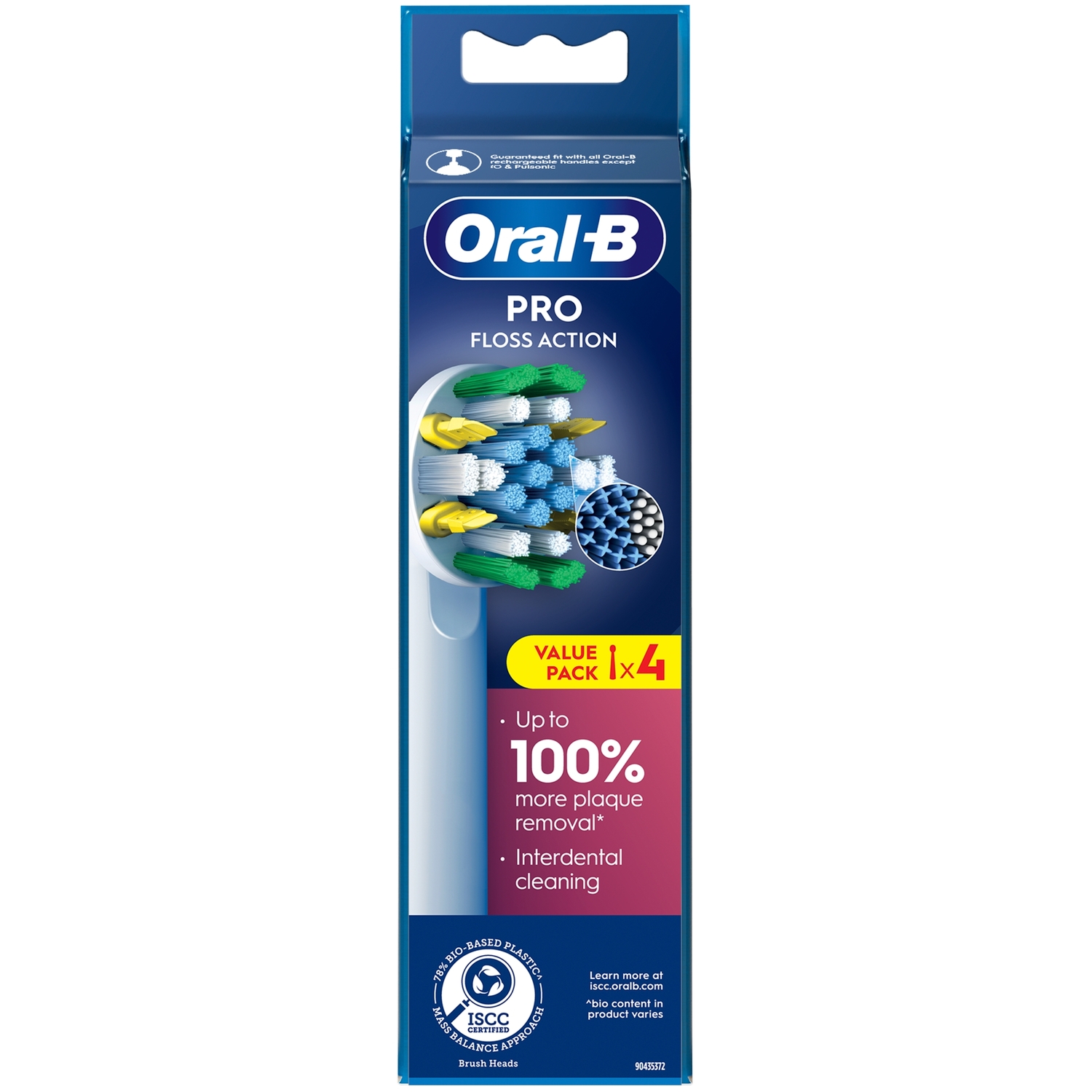 Oral-B Pro Floss Action Electric Toothbrush Head, X-Shaped and Interdental Bristles for Deeper Plaque Removal, Pack of 4